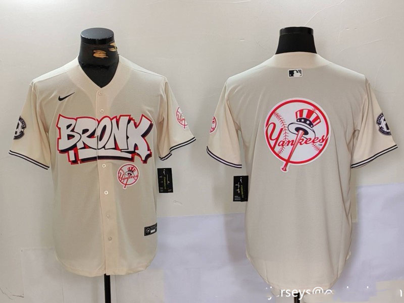 Personalized Men’s New York Yankees Blank Cream The Bronx Graffiti V2 Limited Stitched Baseball Jerseys