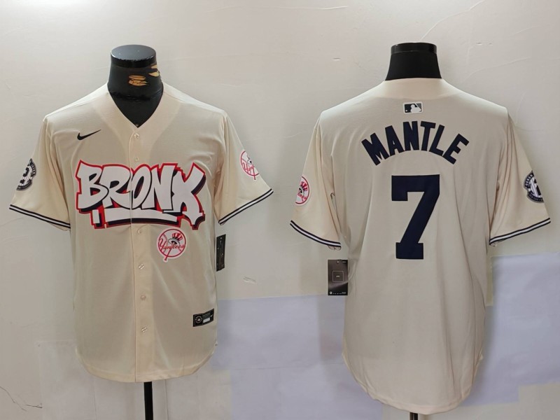 Personalized Men’s New York Yankees #7 Mickey Mantle The Bronx Graffiti V2 Limited Stitched Baseball Jersey