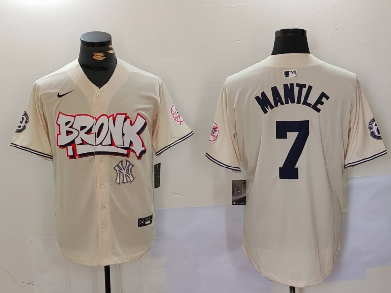 Personalized Men’s New York Yankees #7 Mickey Mantle The Bronx Graffiti V2 Limited Stitched Baseball Jerseys