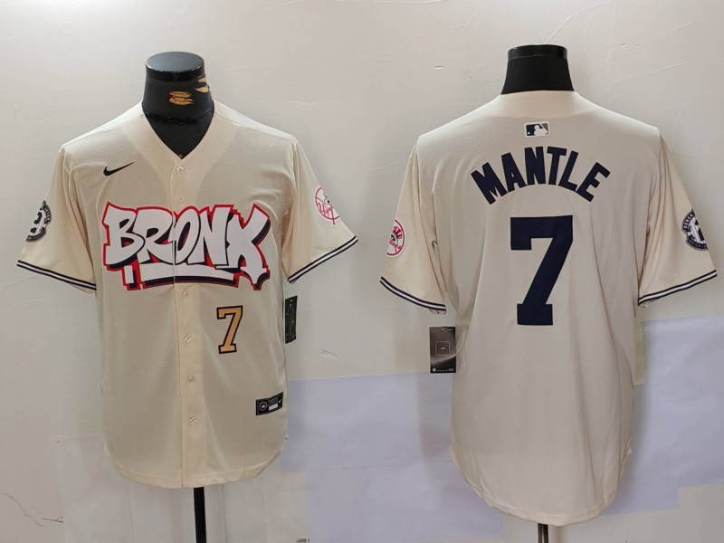 Personalized Men’s New York Yankees #7 Mickey Mantle The Bronx Graffiti V2 Limited Stitched Baseball Jerseys
