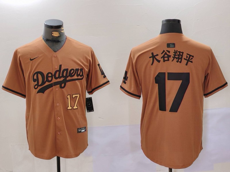 Personalized Men’s Los Angeles Dodgers #17大谷翔平 Brown Cool Base Stitched Baseball Jerseys