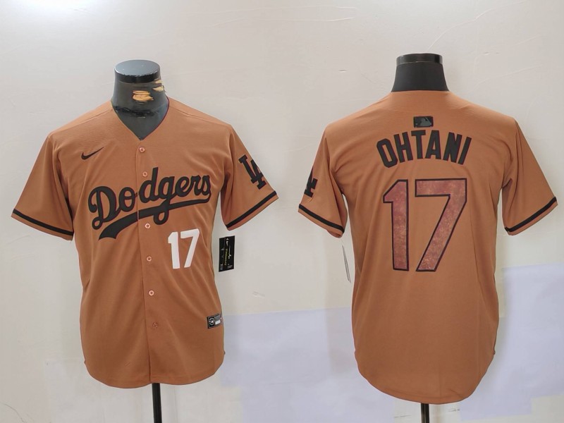 Personalized Men’s Los Angeles Dodgers #17 Shohei Ohtani Brown Cool Base Stitched Baseball Jerseys