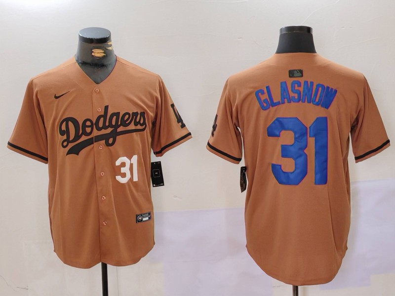 Personalized Men’s Los Angeles Dodgers #31 Tyler Glasnow Brown Cool Base Stitched Baseball Jerseys