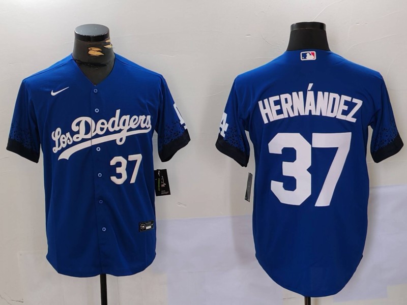 Personalized Men’s Los Angeles Dodgers #37 Teoscar Hernandez Blue Cool Base Stitched Baseball Jerseys