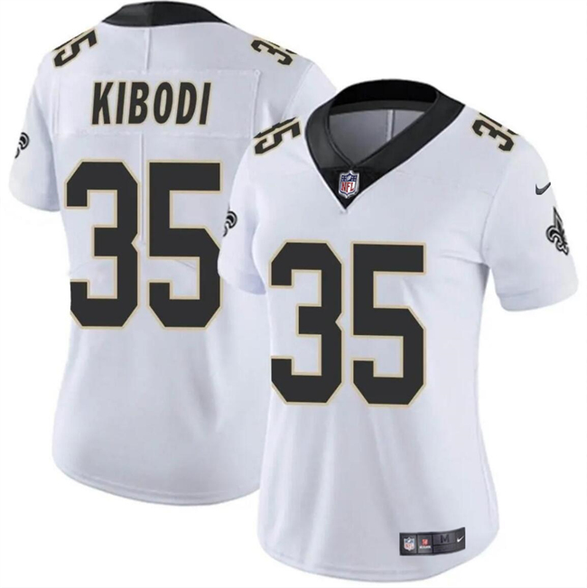 Personalized Women’s New Orleans Saints #35 Jacob Kibodi White Stitched Game Jersey(Run Small)