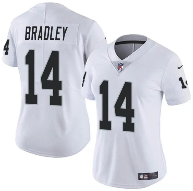 Personalized Women’s Las Vegas Raiders #14 Carter Bradley White Stitched Jersey(Run Small)