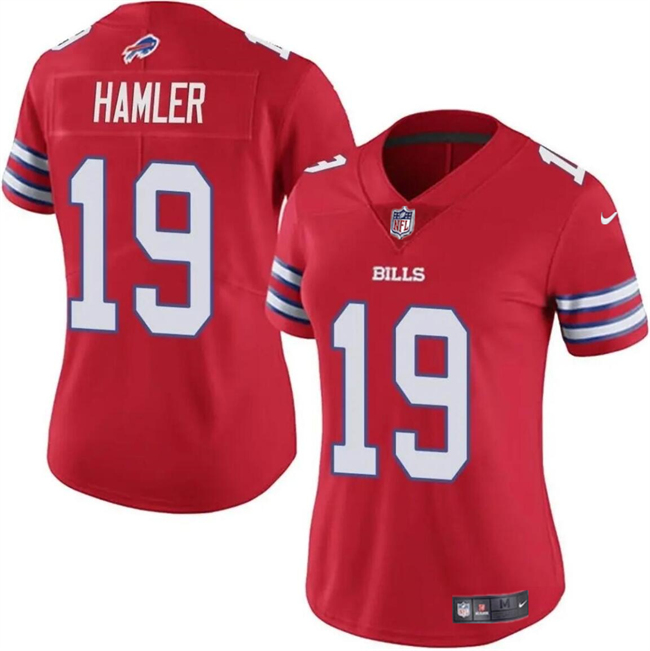 Personalized Women’s Buffalo Bills #19 KJ Hamler Red Stitched Football Jersey(Run Small)