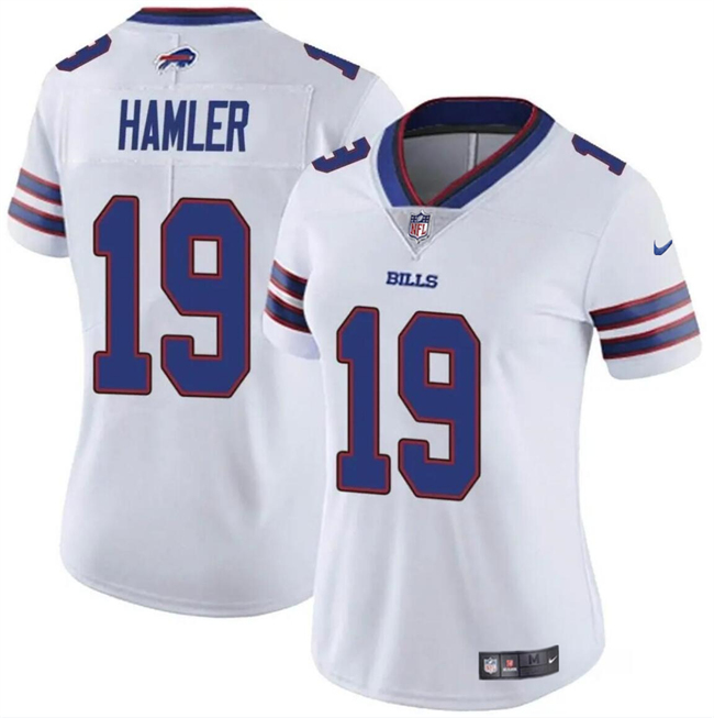Personalized Women’s Buffalo Bills #19 KJ Hamler White Stitched Football Jersey(Run Small)