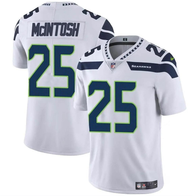 Personalized Men’s Seattle Seahawks #25 Kenny McIntosh White Limited Stitched Football Jersey