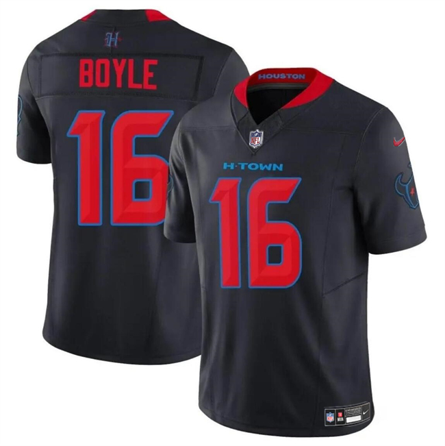 Personalized Men’s Houston Texans #16 Tim Boyle Navy 2024 2nd Alternate F.U.S.E Stitched Jersey