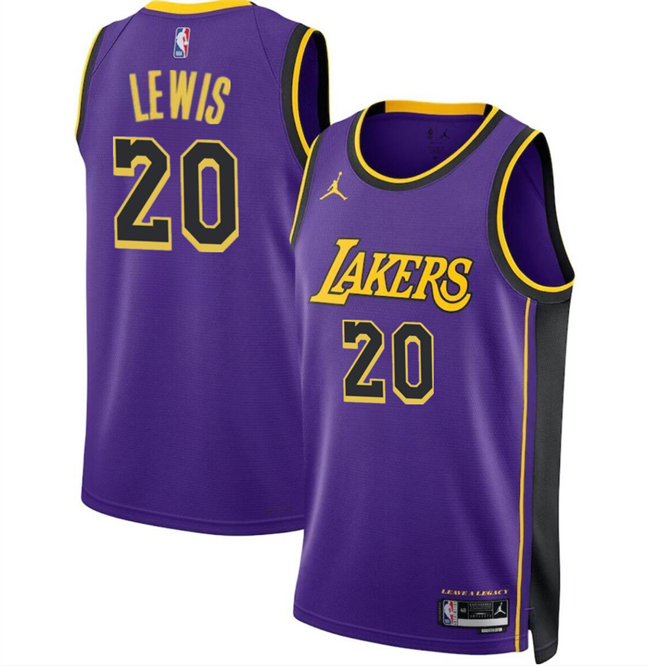 Personalized Men’s Los Angeles Lakers #20 Maxwell Lewis Purple 2024 Statement Edition Stitched Basketball Jersey