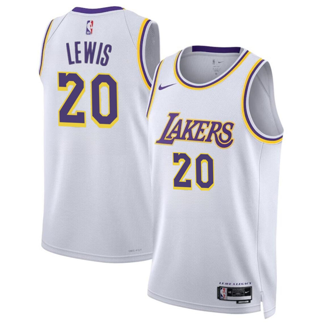 Personalized Men’s Los Angeles Lakers #20 Maxwell Lewis White 2024 Association Edition Stitched Basketball Jersey