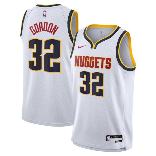 Personalized Men’s Denver Nuggets #32 Aaron Gordon White 2024 Association Edition Stitched Basketball Jersey