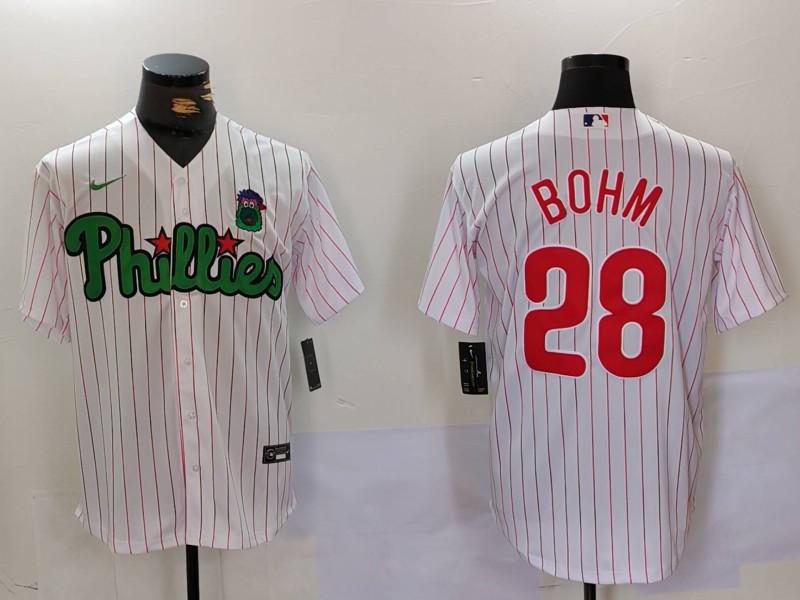 Personalized Men’s Philadelphia Phillies #28 White Green Cool Base Stitched Jersey