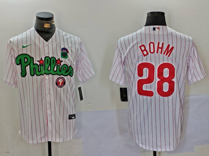 Personalized Men’s Philadelphia Phillies #28 White Green Cool Base Stitched Jerseys