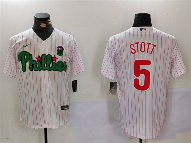 Personalized Men’s Philadelphia Phillies #5 Bryson Stott White Green Cool Base Stitched Jersey