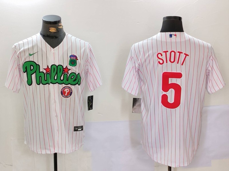 Personalized Men’s Philadelphia Phillies #5 Bryson Stott White Green Cool Base Stitched Jerseys