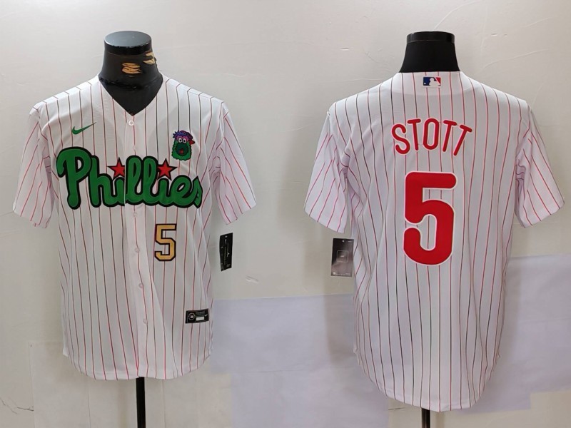 Personalized Men’s Philadelphia Phillies #5 Bryson Stott White Green Cool Base Stitched Jerseys