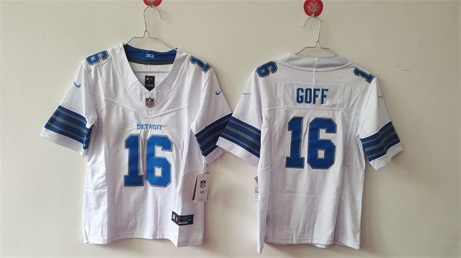 Personalized Youth Detroit Lions #16 Jared Goff White 2024 F.U.S.E. Limited Stitched Jersey