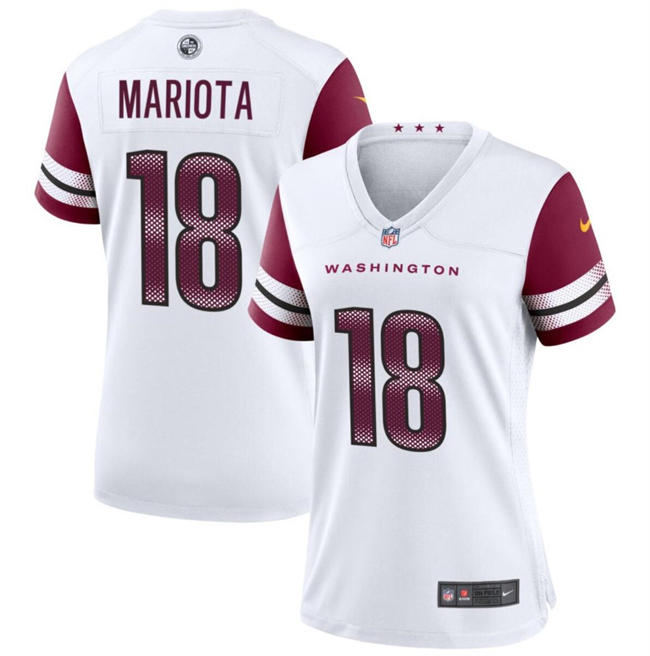 Personalized Women’s Washington Commanders #18 Marcus Mariota White Stitched Jersey(Run Small)