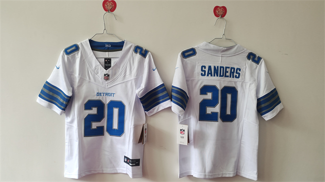 Personalized Women’s Detroit Lions #20 Barry Sanders White 2024 F.U.S.E. Limited Stitched Jersey(Run Smaller)
