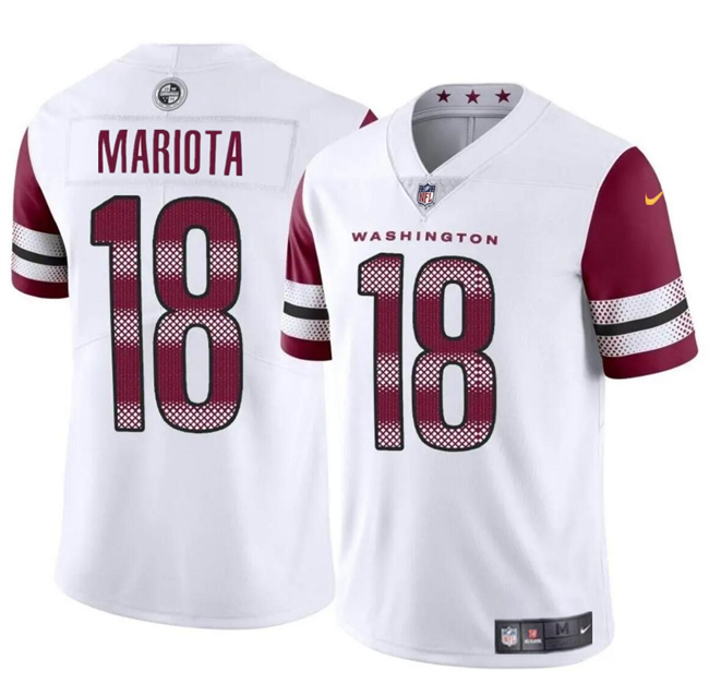 Personalized Men’s Washington Commanders #18 Marcus Mariota White 2024 Limited Stitched Football Jersey