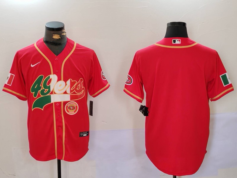 Personalized Men’s San Francisco 49ers Red With Patch Cool Base Stitched Baseball Jerseys