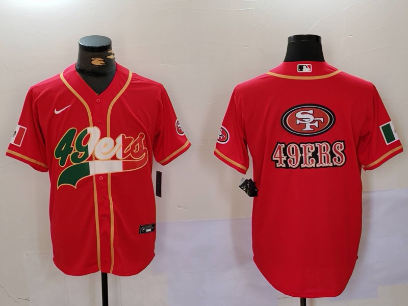 Personalized Men’s San Francisco 49ers Team Big Logo Red With Patch Cool Base Stitched Baseball Jerseys