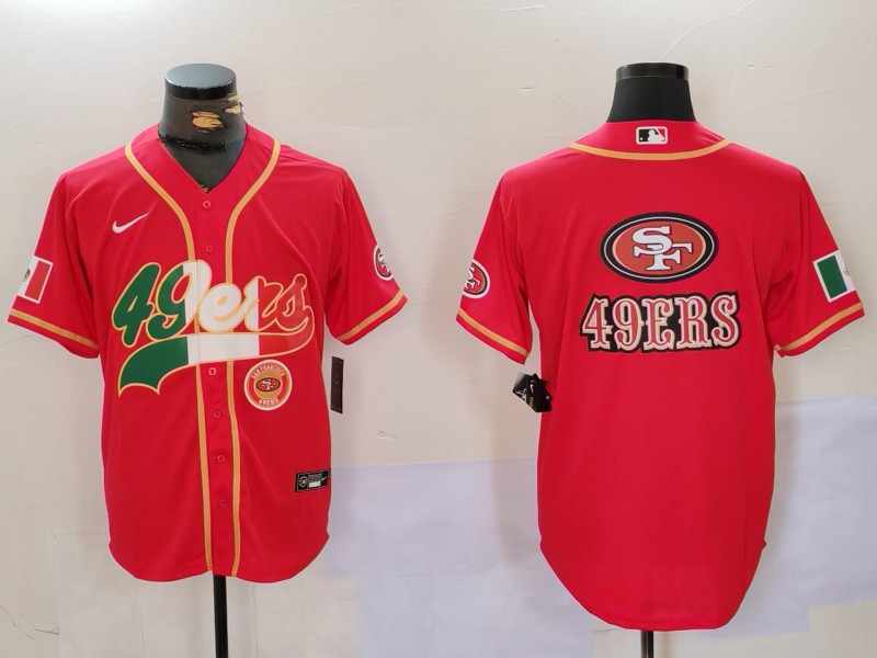 Personalized Men’s San Francisco 49ers Team Big Logo Red With Patch Cool Base Stitched Baseball Jerseys