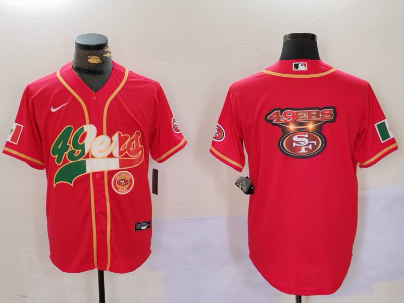 Personalized Men’s San Francisco 49ers Team Big Logo Red With Patch Cool Base Stitched Baseball Jerseys
