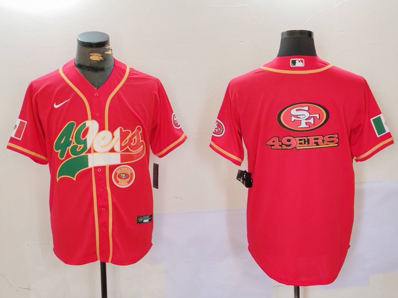 Personalized Men’s San Francisco 49ers Team Big Logo Red With Patch Cool Base Stitched Baseball Jerseys