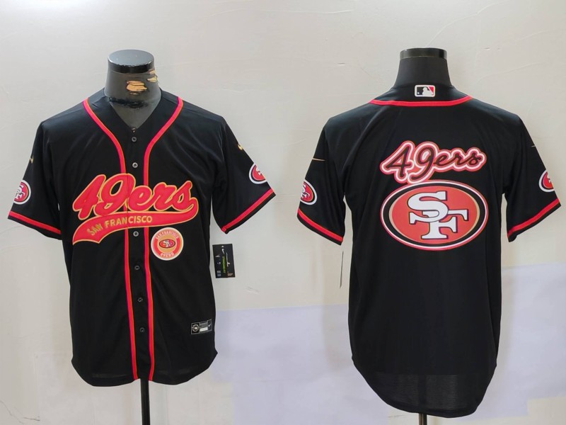 Personalized Men’s San Francisco 49ers Team Big Logo Black With Patch Cool Base Stitched Baseball Jerseys