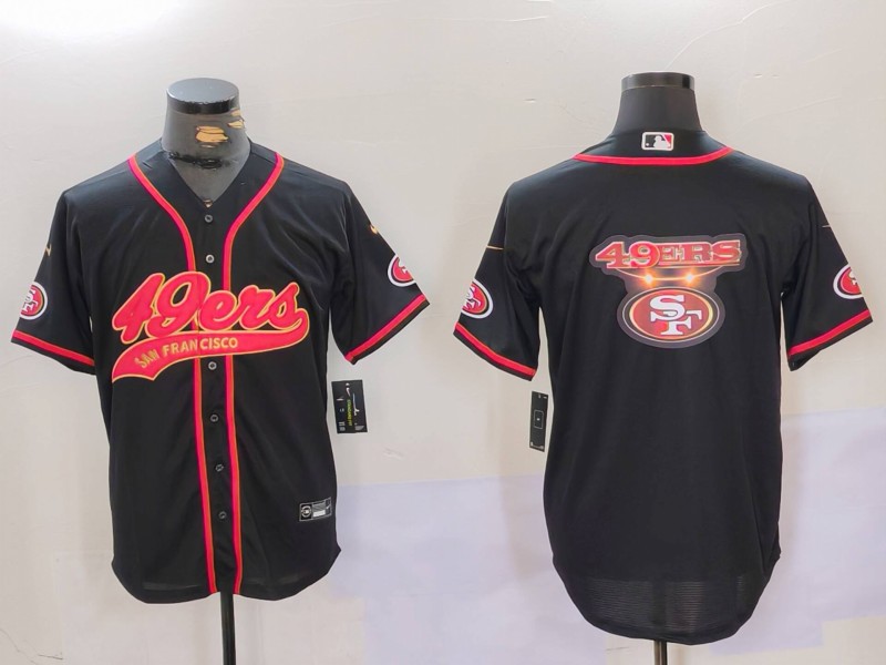 Personalized Men’s San Francisco 49ers Team Big Logo Black With Patch Cool Base Stitched Baseball Jerseys