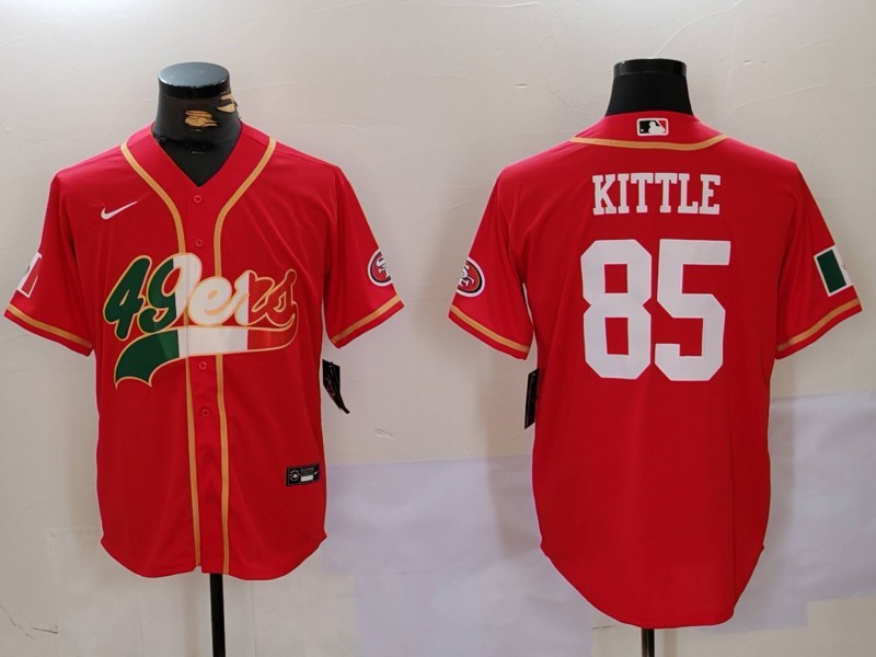Personalized Men’s San Francisco 49ers #85 George Kittle Red With Patch Cool Base Stitched Baseball Jerseys