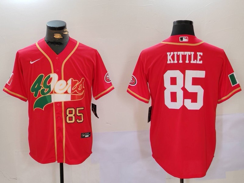 Personalized Men’s San Francisco 49ers #85 George Kittle Red With Patch Cool Base Stitched Baseball Jerseys