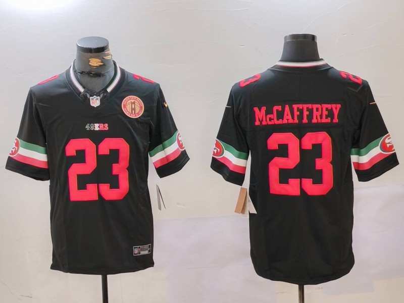 Personalized Men’s San Francisco 49ers #23 Christian McCaffrey Black F.U.S.E. Mexico With Gate Bridge Patch Limited Stitched Football Jersey