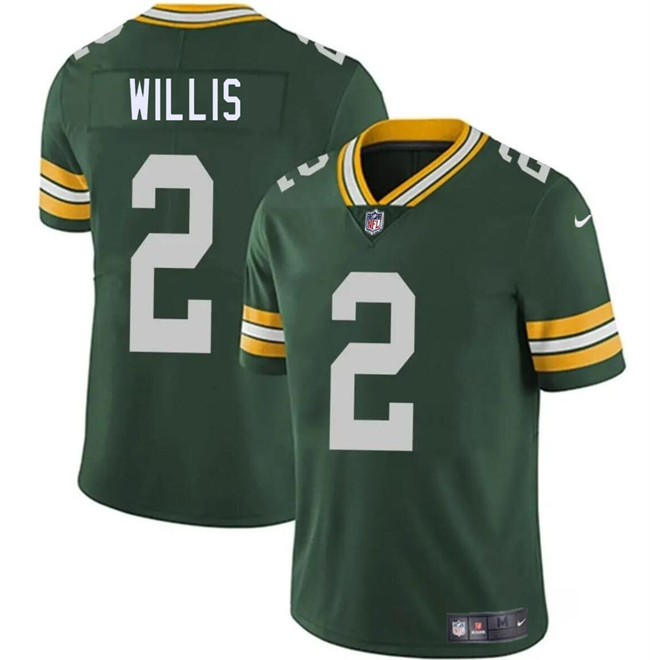 Personalized Men’s Green Bay Packers #2 Malik Willis Green Limited Stitched Football Jersey