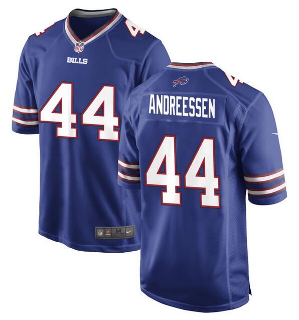 Personalized Men’s Buffalo Bills #44 Joe Andreessen Blue 2024 Stitched Game Jersey