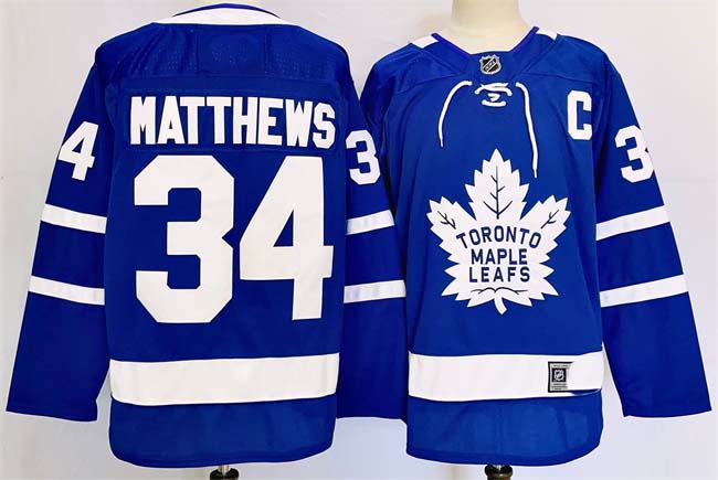 Personalized Men’s Toronto Maple Leafs #34 Auston Matthews Blue 2024-25 Stitched Jersey
