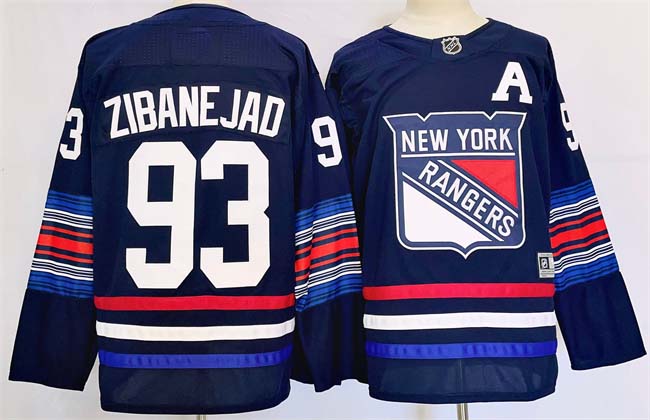 Personalized Men’s New York Rangers #93 Mika Zibanejad Navy 2024-25 Stitched Jersey