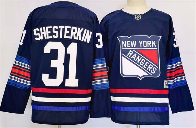 Personalized Men’s New York Rangers #31 Igor Shesterkin Navy 2024-25 Stitched Jersey