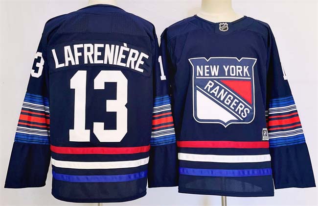 Personalized Men’s New York Rangers #13 Alexis LafreniereNavy 2024-25 Stitched Jersey