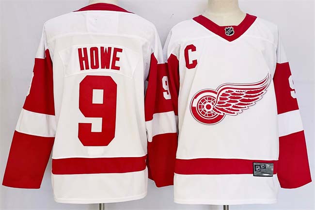 Personalized Men’s Detroit Red Wings #9 Gordie Howe White 2024-25 Stitched Jersey