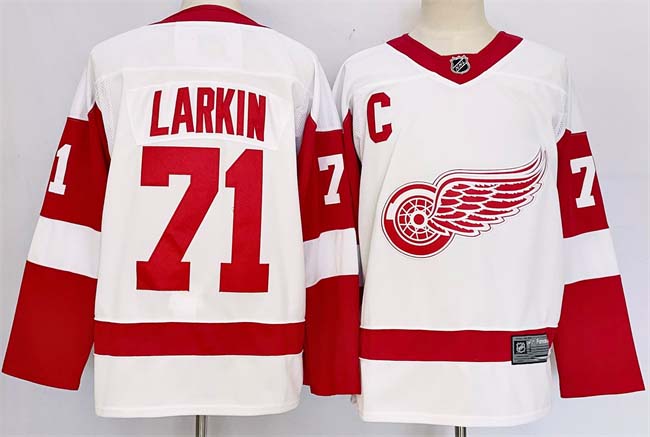 Personalized Men’s Detroit Red Wings #71 Dylan Larkin White 2024-25 Stitched Jersey