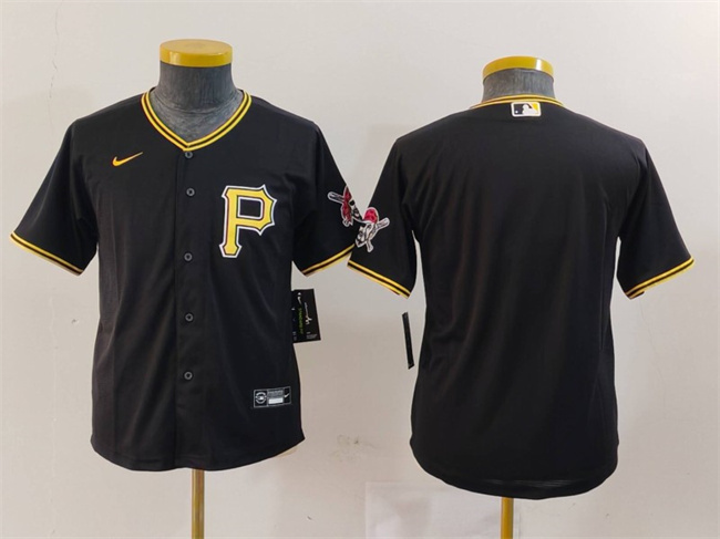 Personalized Youth Pittsburgh Pirates Blank Black Cool Base Stitched Baseball Jersey