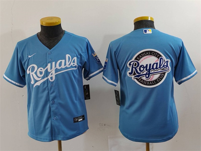 Personalized Youth Kansas City Royals Team Big Logo Light Blue Stitched Baseball Jersey