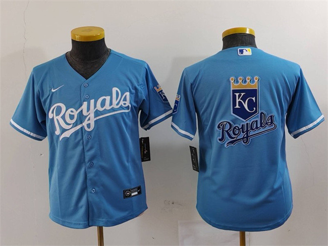 Personalized Youth Kansas City Royals Team Big Logo Light Blue Alternate Limited Stitched Baseball Jersey
