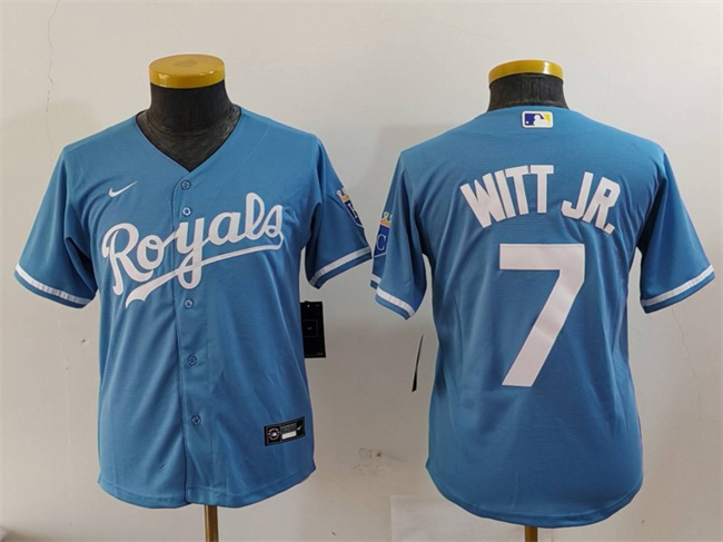 Personalized Youth Kansas City Royals #7 Bobby Witt Jr. Light Blue Alternate Limited Stitched Baseball Jersey