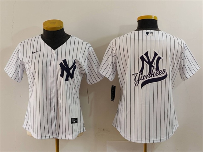 Personalized Women’s New York Yankees White Team Big Logo Cool Base Stitched Jersey(Run Small)