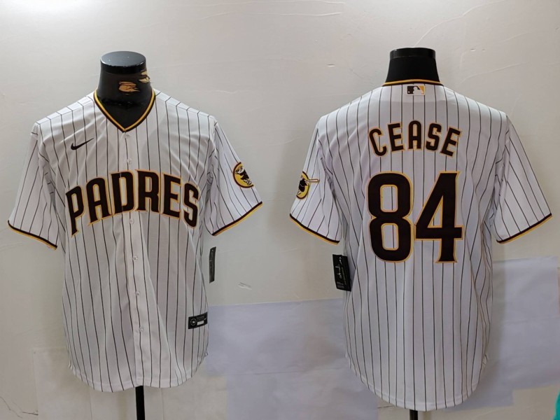 Personalized Men’s San Diego Padres #84 Dylan Cease White Patch Cool Base Stitched